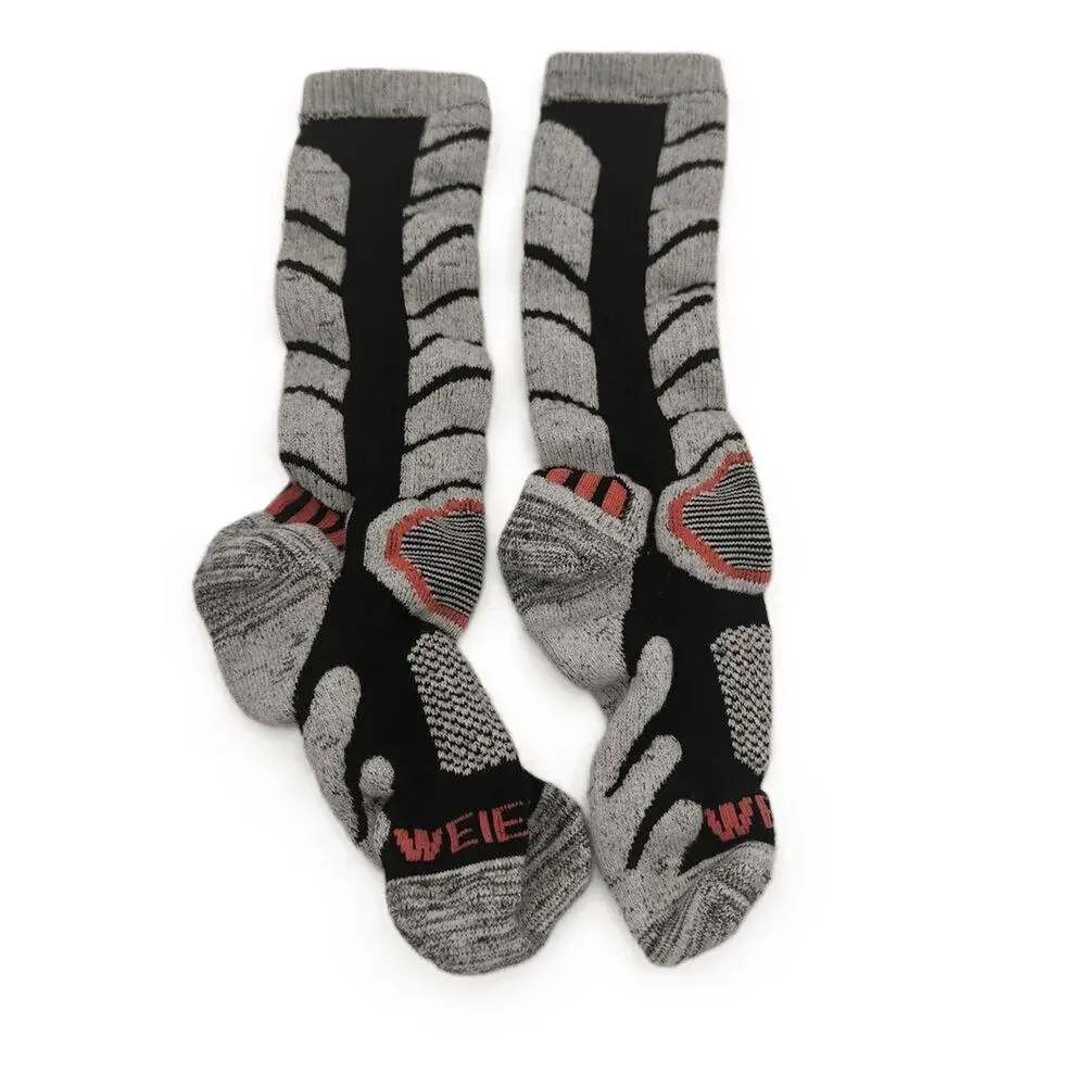 Weirrya Unisex Grey Striped Ski Athletic Socks Size Medium